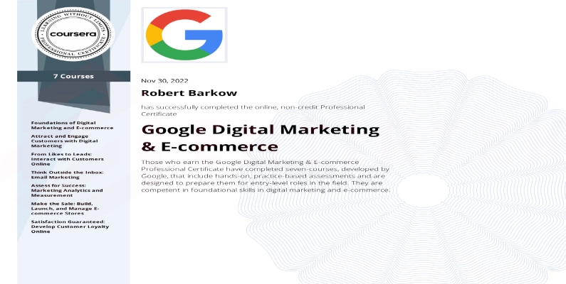 Entirtek Google Digital Marketing & E-commerce certification