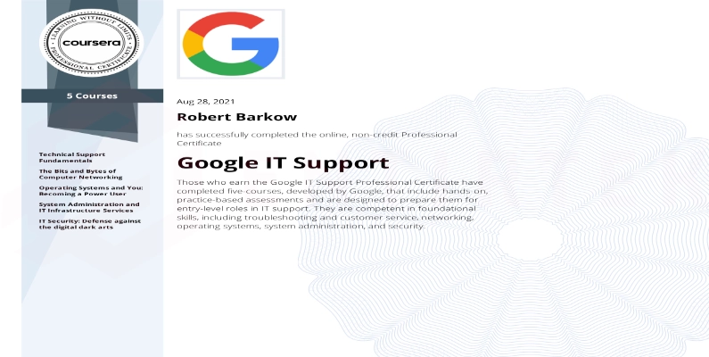 Entirtek Google IT Support certification