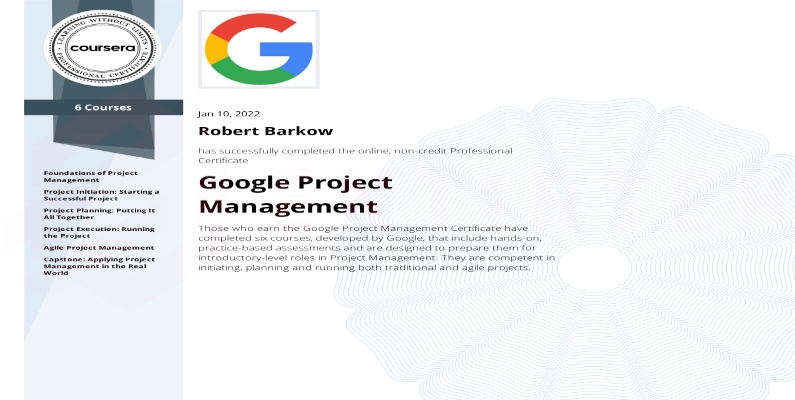 Entirtek Google Project Management certification
