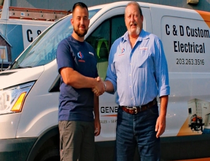 Entirtek website C&D Custom Electrical that earned awards for best coded and optimized electrician website in Connecticut and got the company featured to host a Generac generators seminar for New England Building Officials picture